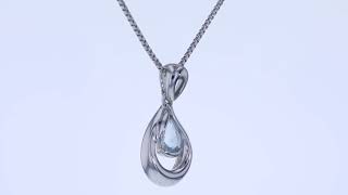 Peora Aquamarine Sterling Silver Raindrop Pendant Necklace SP11654