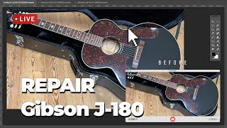 ブリッジはがれ 分解不可能 ペグ再生 ジャンク ギブソン 修理完了【 Gibson EVERLY J-180 リペア 中古 アコギ 】