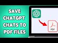 How To Save Chat GPT Conversation As PDF 2025 | Convert Chats Into PDF Files
