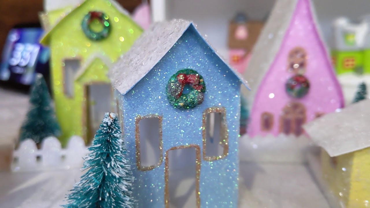 Handmade Glitter Putz Houses - YouTube