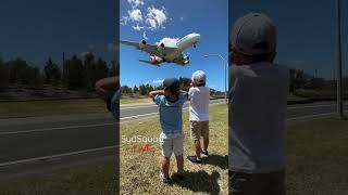 A380 SUPER LOW & LOUD! Qantas Airbus A380 at Sydney Airport! #shorts