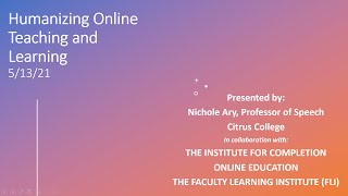 Humanizing Online Learning Workshop (Part 1)