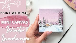 Mini Christmas Canvas Painting | PAINT WITH ME Acrylic Winter Landscape Painting