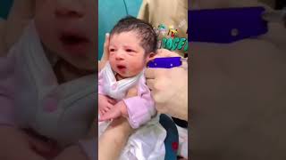 Cute baby getting ear piercing #shorts #cute #viral