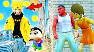 Franklin and Shinchan \u0026 Pinchan play HIDE AND KILL with Squid Game Doll In GTA 5