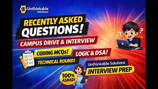 Unthinkable Solutions Interview💡:🔥Recently Asked Coding Questions💻Most Asked Coding Questions
