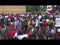 Mnangagwa supporters gather outside Zanu-PF HQ