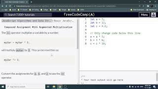 Compound assignment with augmented multiplication and addition | Video 23-24 | Basic Javascript