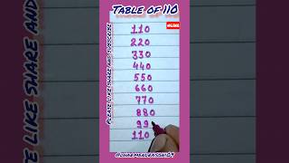 table of 110 / 110 ka table #maths #table #tabletrick #shorts