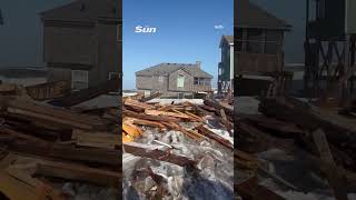 Moment house COLLAPSES as Hurricane Imelda hits North Carolina coast