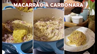 Juliana preparando um maravilhoso Macarrão à Carbonara