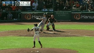 LAD@SF: Romo fans Seager to finish off Blach's gem