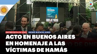 Acto en Argentina por víctimas del terrorismo de Hamás. Entrevista a Waldo Wolff en DNews