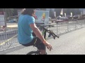 man does wheelie with no hands and no front wheel