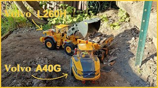 Loading a Volvo A40G rock truck with a Volvo L260H wheel loader RC