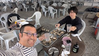 【浜焼きバーベキュー 仁乃介】赤字覚悟！？3300円で無制限（5時間）牡蠣食べ放題！貝塚できるまで食べ続けました！酒の肴に牡蠣はめっちゃ合います！鳥取市【なみよし酒場放浪記】