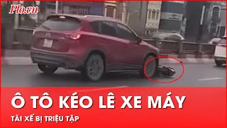 Triệu tập tài xế lái ô tô kéo lê xe máy sau va chạm giao thông trên cầu Vĩnh Tuy - PLO