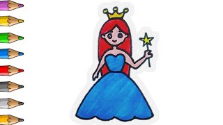 Princess drawing step by step ll How to draw princess ll Princess drawing for kids with colours