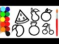 Healthy fruits drawing step by step | Draw Fruits for kids | Fruits name | Watermelon  #fruits #draw