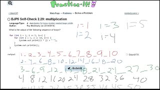 Java Practice It || 2.29 multiplication || nested for loop