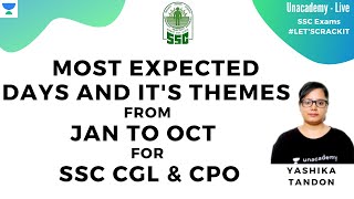 Most Expected Days and It's Themes from Jan to Oct  for SSC CGL & CPO | GA | GK | Yashika Tandon