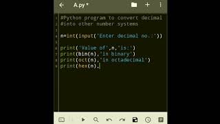 Python program to convert decimal into other number systems
