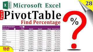 PivotTable Example 4: Analyze Data Like a Pro! | Find Percentage Using PivotTable in Excel #excel