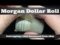 Unwrapping a Morgan Silver Dollar Roll Purchased from eBay - Morgan Dollar Coin Roll Hunting