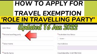 UPDATED TRAVEL EXEMPTION AUSTRALIA:HOW TO APPLY \u0026 ROLE IN TRAVELLING PARTY