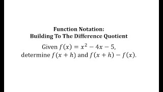 Function Notation: Building to the Difference Quotient (Quadratic)