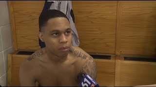 UConn's Jordan Hawkins reacts to win over Iona | Full Interview
