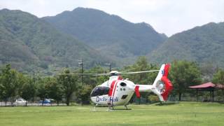 ドクターヘリ離陸　長野県上田市ベルパークにて