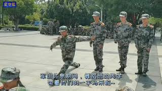 大學生軍訓休息時候 一字馬才藝表演