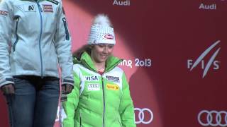 Siegerehrung Damenslalom Alpine Ski WM 2013