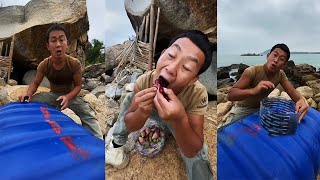 【Outdoor Mingze】收穫大鰻魚，製作大號捕魚籠#food #outdoor #户外烹饪 #户外 #funny #fishing