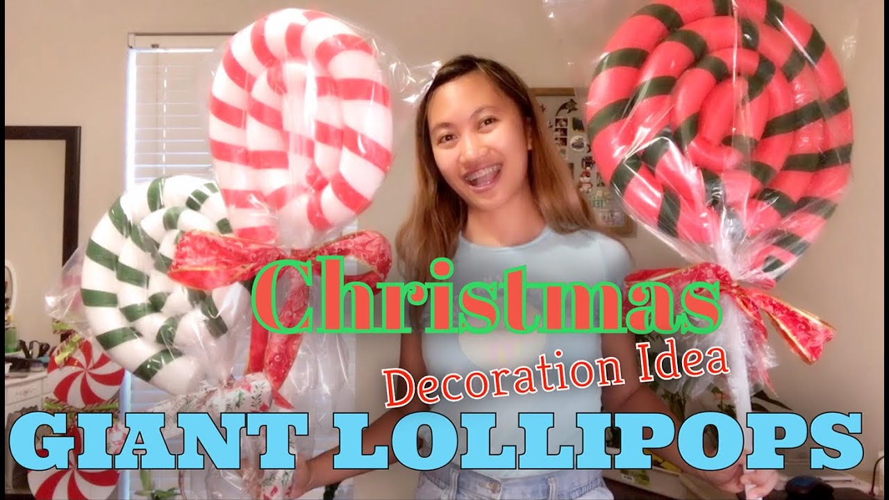 DIY GIANT POOL NOODLE LOLLIPOP CHRISTMAS DECORATION | DOLLAR TREE ...