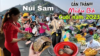 CHỢ NÚI SAM - Đông khách kéo về Miếu Bà Chúa Xứ Núi Sam cuối năm 2023