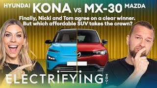 New Hyundai Kona Electric vs Mazda MX-30 – Which affordable electric SUV is best? / Electrifying