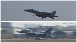 岐阜基地のF -2 ﾀｯﾁ＆ｺﾞｰとF -15　ローアプローチ。　小牧基地