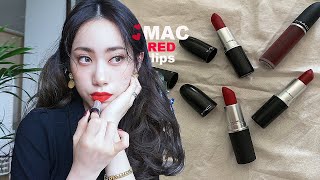 (ENG)맥 루비우 VS 러시안레드 ,웍웍웍 VS 맥스매쉬 /맥 레드립 추천❤️/MAC RED LIPS/Lilac라일락