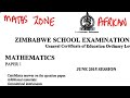 O'level Mathematics June 2015 Paper 1 Full Paper Zimsec @mathszoneafricanmotives