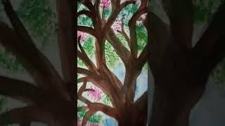 Beautiful satisfying tree drawing | drawing with water colour | #shorts