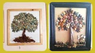 Beautiful pebble tree frame design ideas || #rock  #stone || pebble design || #funwithpebblestone