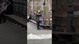 Alan Ritchson And Berkeley James film a scene for The Man With The Bag in Central Park