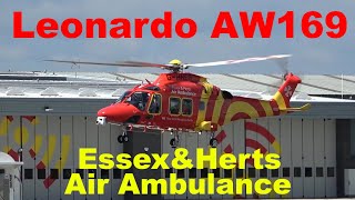 Essex\u0026Herts Air Ambulance AW169 engine start, takeoff and landing at North Weald Airfield G-HHEM