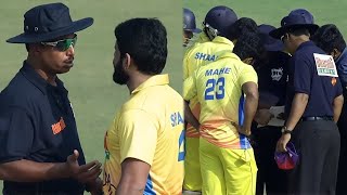 Chennai Rhinos Players Heated Argument With Umpires In Celebrity Cricket