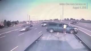 Lexus Destroys Truck on Canadian Highway