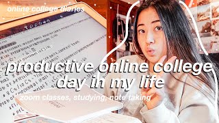 productive \u0026 BUSY online college day in my life as a freshman | zoom classes, studying, etc