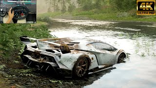 Lamborghini Veneno (4K60FPS) | Forza Horizon 4 | Steering Wheel Gameplay