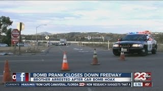 Bomb prank closes freeway